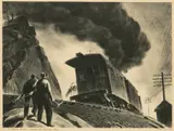 Peter Helck, Fast Freight, 1938, Lithograph on Wove Paper
