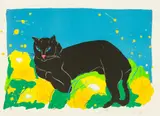 Walasse Ting, Black Cat, 1981, Lithograph in Colors on Wove Paper