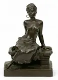Emmanuel Villanis, Slave Girl, Bronze Sculpture