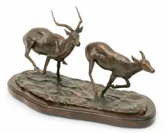 Robert Glen, Untitled, Bronze Sculpture, 1971, Two Impala