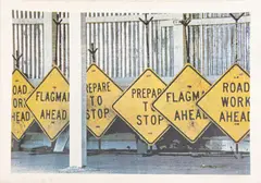 Larry Stark, Road Signs on Break, Photo Silkscreen on Canvas, Ca. 1970s
