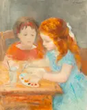 Lucien Philippe Moretti, Children with Paint Brushes, Oil on Canvas