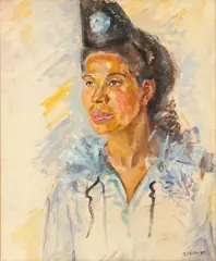 Untitled by Yoshiya Takaoka, Oil on Canvas, Portrait of a Woman, sold Jul 2025