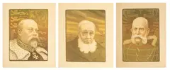 Paul Berthon, President Paul Kruger, King Edward VII, Emperor Franz Joseph I, circa 1900, Lithographs in Color on Paper