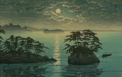 Kawase Hasui, Moonrise at Futago Island, Matsushima, circa 1931-1941, Woodblock Print