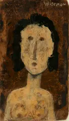 Harriet Wiseman, Half-length Portrait of a Nude Woman, Oil on Leather