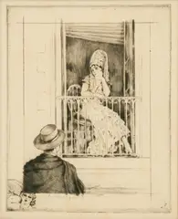 Édouard Chimot, Carolina a La Fenetre, Etching on Paper