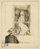 Édouard Chimot, Carolina a La Fenetre, Etching on Paper