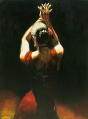 Fabian Perez, Flamenco Dancer, circa 2003, Hand Embellished Giclee on Canvas