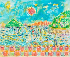 Wayne Ensrud, View of San Francisco from Sausalito, Acrylic And Tempera on Canvas 20th Century