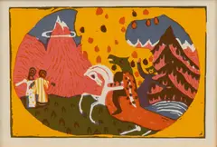 Wassily Kandinsky, Berge (Mountains), 1911, Woodcut in Colors on Paper