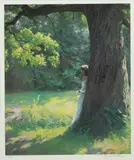 Gary David Hoffmann, Young Woman in a Forested Landscape, Offset Lithograph on Paper, 1980s