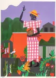 Romare Bearden, Girl in the Garden, 1980, Lithograph in Colors on Wove Paper