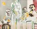 Romare Bearden, Tenor Sermon, from Jazz Series, 1979, Lithograph in Colors on Wove Paper