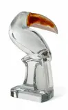 Daum, Crystal Toucan, Sculpture with a Pate De Verre Beak