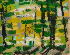 Theodore Haupt, Untitled, Oil on Paper, 1957, Abstract Forest Landscape