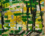 Theodore Haupt, Untitled, Oil on Paper, 1957, Abstract Forest Landscape