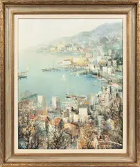 Lucien Delarue, Port De Nice, France, Oil on Canvas, Ca.