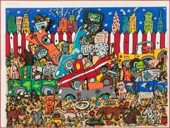 James Rizzi, Junk Yard Dogs, 1989, 3D Screenprint in Colors on BFK Rives Paper