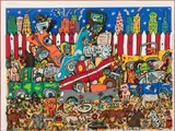 James Rizzi, Junk Yard Dogs, 1989, 3D Screenprint in Colors on BFK Rives Paper