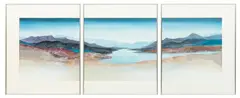 Harold E. Larsen, High Lake, Triptych Watercolor And Collage on Paper