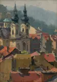 Mikhail Suzdaltsev, Karlovy Vary, 1955, Oil on Canvas Board