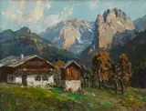 Stanislaw Bender, An Alpine Chalet, 1950-1960, Oil on Canvas