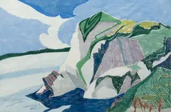 Aline Feldman, Coastal Cliffs, 1989, Woodcut in Colors on Paper