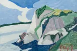 Aline Feldman, Coastal Cliffs, 1989, Woodcut in Colors on Paper