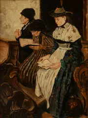 Wilhelm Leibl, Three Women in Church (Die Drei Frauen in Der Kirche), Oil on Mahogany Panel