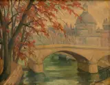 Frank C. Kirk, Untitled, Oil on Canvas Board, Parisian Cityscape