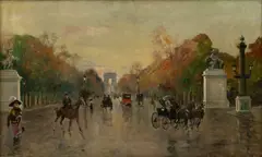 Gennaro Avitabile, Avenue Des Champs-Elysees with Arc De Triomphe, 1912, Oil on Canvas