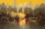 Heinz Ludwig Munnich, Mid Century Modern Cityscape, 1966, Oil on Canvas
