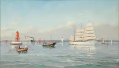 E. Gehrke, Harbor Approach, circa 1938, Oil on Board