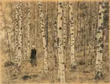 Georgii Vereiskii, Woman in a Birch Grove, 1953, Lithograph on Paper