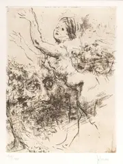 Jack Levine, Man Dreaming, Etching, Ca. 20th Century