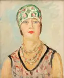 Charles Camion, Portrait of Luce Eiffel, Oil on Canvasboard