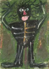 Jean-Michel Basquiat, Untitled, Acrylic, Oil And Organic Pigment on Postcard, 1982, Untitled