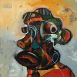 George "Afedzi" Hughes, Head-Red-Virtuoso, 1999, Acrylic And Oil on Canvas