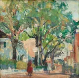 Nancy Maybin Ferguson, A Quaint Street, Oil on Board