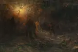 Robert Hopkin, Net Hauling by Lamplight, Oil on Canvas