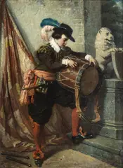 Victor Eeckout, Drummer Boy, circa 1860, Oil on Beveled Mahogany Panel