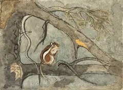 Charles Culver, Chipmunk, Watercolor, Pastel, Charcoal on Paper