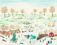 Grace A. McArthur, "Christmas Time", 1965, Oil on Canvas