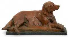 Dan Ostermiller, Untitled, 1998, Bronze Sculpture, Recumbent Golden Retriever