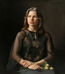 Portrait of a Woman by Gary David Hoffmann, 1977, Oil on Canvas, sold May 2025