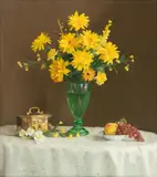 Gary David Hoffmann, Still Life with Flowers, Oil on Canvas