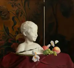 Still Life with a Marble Bust by Gary David Hoffmann, 1976, Oil on Canvas, sold May 2025