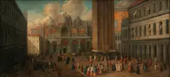 Luca Carlevarijs, Piazza San Marco, Venice, Oil on Canvas