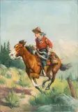 Howard L. Hastings, Pony Express, Oil on Canvas
